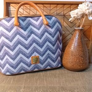 Dooney & Bourke Black & White Subway Print Purse with Red Interior